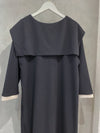 [限量現貨回歸]  French Collar Dress 黑白翻領設計中袖彈性連身裙/ DS9663