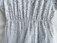 Veil Floral Dress 蝴蝶領口拼紗外層印花傘形連身裙/ DS9855