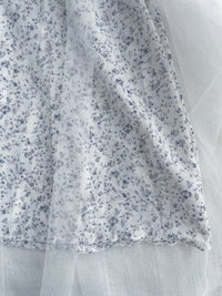 Veil Floral Dress 蝴蝶領口拼紗外層印花傘形連身裙/ DS9855