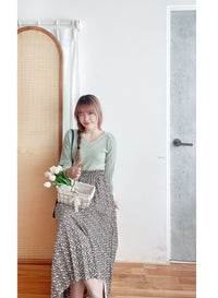 Garden Floral 優雅印花挺身百褶裙, Skirt/ SK8763 (活力焦糖花 )