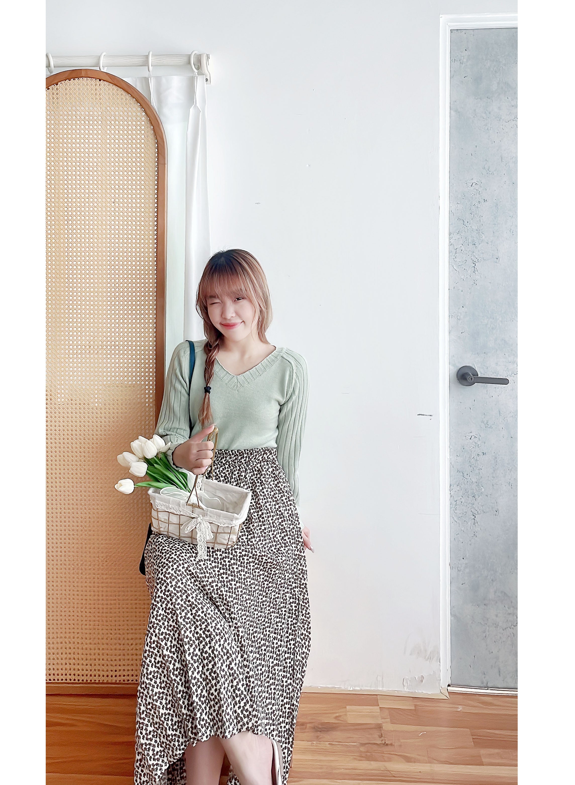 Garden Floral 優雅印花挺身百褶裙, Skirt/ SK8763 (活力焦糖花 )