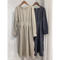 【現貨限量回歸 beige ONLY】Pleated Waist Dress 腰間車褶極顯瘦連身裙/ DS9667
