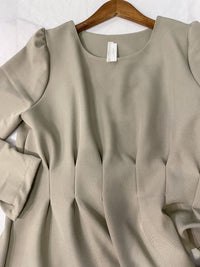 【現貨限量回歸 beige ONLY】Pleated Waist Dress 腰間車褶極顯瘦連身裙/ DS9667