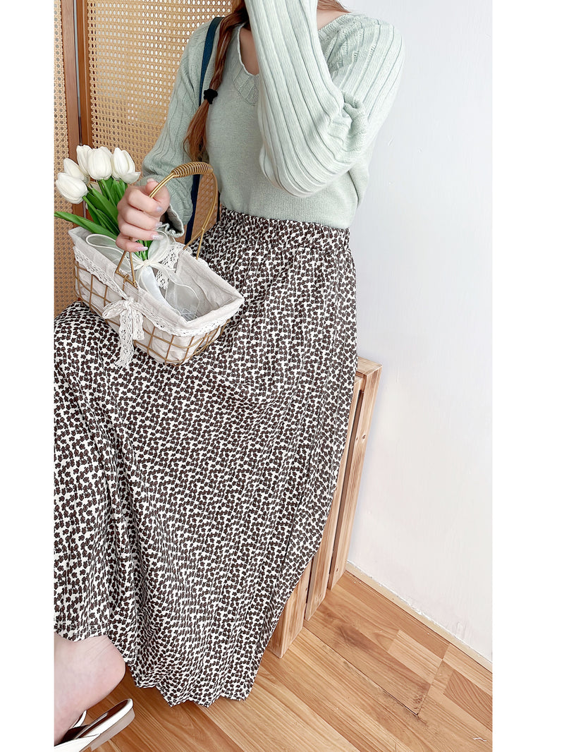 Garden Floral 優雅印花挺身百褶裙, Skirt/ SK8763 (活力焦糖花 )