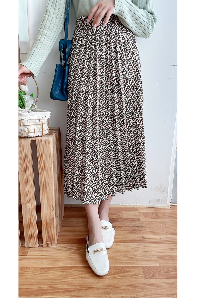 Garden Floral 優雅印花挺身百褶裙, Skirt/ SK8763 (活力焦糖花 )