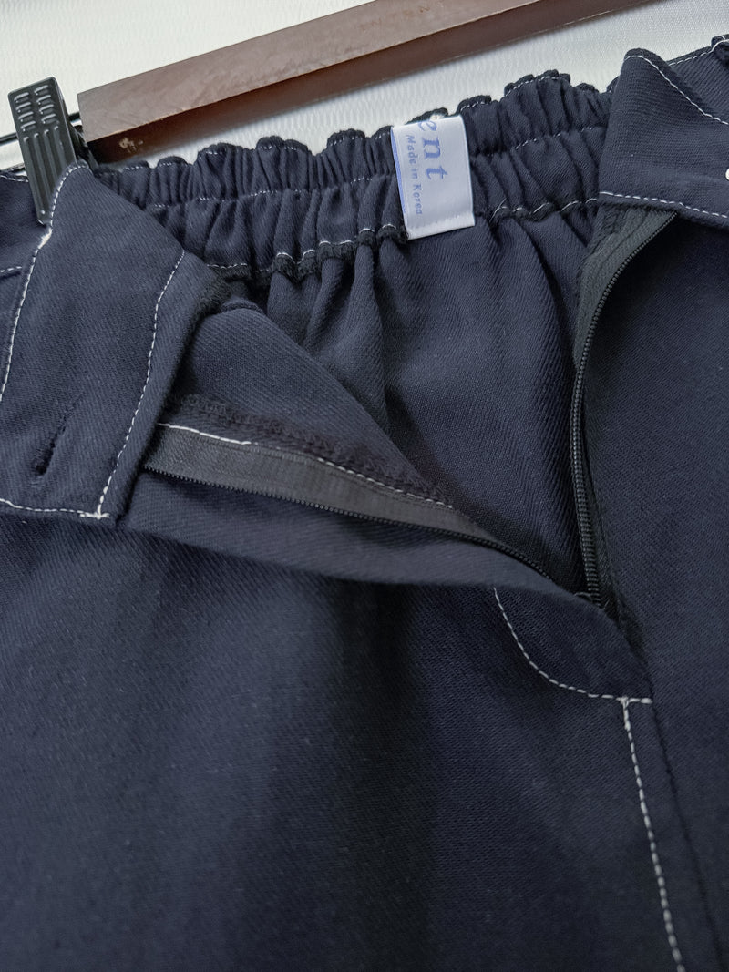 （BEST Intent made 獨家款）Border Skirt 舒適細線花紋鈕扣百搭長裙/ SK3001