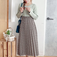 Garden Floral 優雅印花挺身百褶裙, Skirt/ SK8763 (活力焦糖花 )