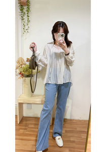 Strap Stripe Shirt 混色直紋個性剪裁防皺恤衫/ TP9060