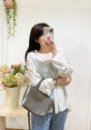 Strap Stripe Shirt 混色直紋個性剪裁防皺恤衫/ TP9060