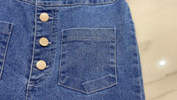 (超彈性!) 高腰闊腳全彈性中排鈕牛仔褲, Jeans/ PT8419
