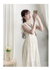 Ivory Sunflower Dress 通花荷葉手袖花邊連身裙/ DS9870