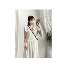 Ivory Sunflower Dress 通花荷葉手袖花邊連身裙/ DS9870
