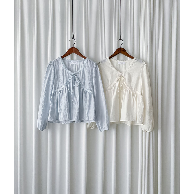 蝴蝶領口通花傘形衣身上衣/ BU9097 (ivory sold out)
