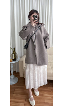 Casual Elegant Coat 隨性/輕優雅修腰翻領外套/ JK8126 (Milktea Tan sold out)