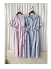 French Stripe 法式直條紋質感恤衫連身裙 Dress/ DS9891