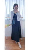Wrap Vest Dress 彈性交叉領口不貼微修腰吊帶連身裙/ DS9676