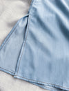 Side Slit Denim V領牛仔色開叉手袖 Dress/ DS9892 (pre-order)
