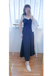 Wrap Vest Dress 彈性交叉領口不貼微修腰吊帶連身裙/ DS9676