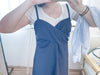 Wrap Vest Dress 彈性交叉領口不貼微修腰吊帶連身裙/ DS9676