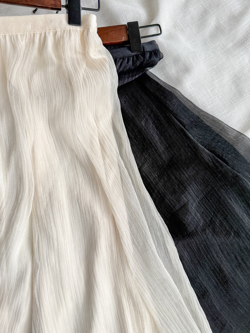 Flair 絲帶橡筋腰輕優雅不規則傘裙擺 Skirt/ SK8882 (pre-order beige)