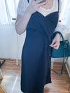 Wrap Vest Dress 彈性交叉領口不貼微修腰吊帶連身裙/ DS9676