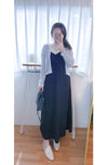 Wrap Vest Dress 彈性交叉領口不貼微修腰吊帶連身裙/ DS9676