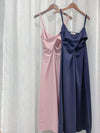 Wrap Vest Dress 彈性交叉領口不貼微修腰吊帶連身裙/ DS9676