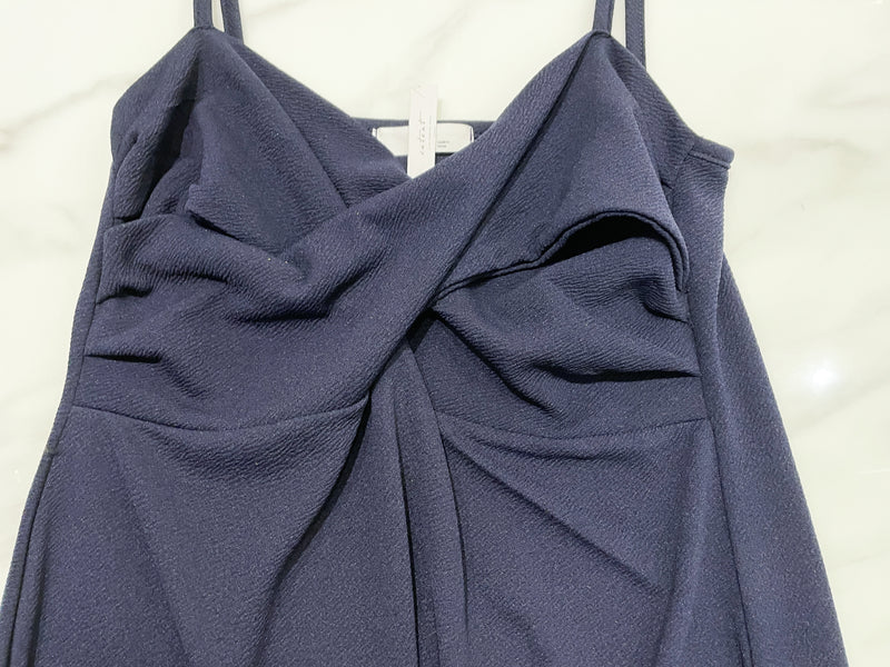 Wrap Vest Dress 彈性交叉領口不貼微修腰吊帶連身裙/ DS9676
