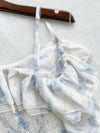 Blue Floral Blouse 藍色暈染彈性衣身上衣/ BU9100