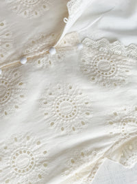 Ivory Sunflower Dress 通花荷葉手袖花邊連身裙/ DS9870