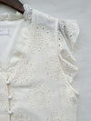 Ivory Sunflower Dress 通花荷葉手袖花邊連身裙/ DS9870