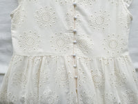 Ivory Sunflower Dress 通花荷葉手袖花邊連身裙/ DS9870