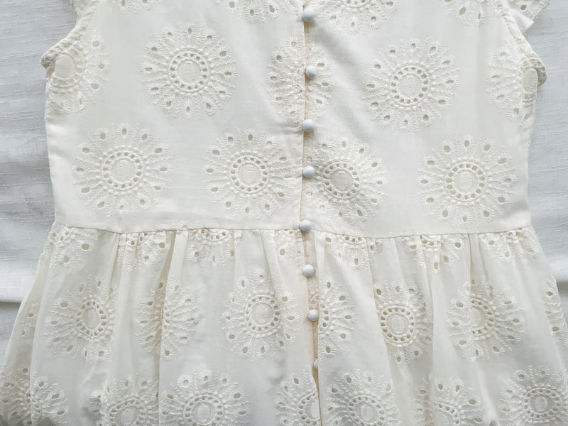 Ivory Sunflower Dress 通花荷葉手袖花邊連身裙/ DS9870