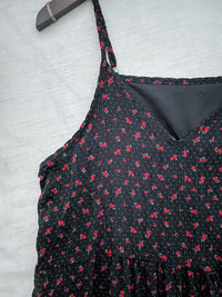 Rosy Dress 圓點小玫瑰吊帶連身裙/ DS9873