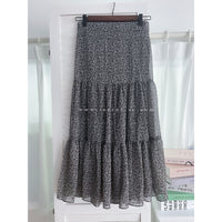Chiffon Floral 低調白花傘型魚尾修腰半身裙, Skirt/ SK8709