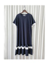 Navy Ruffle Dress 深藍彈性舒適波浪裙擺連身裙/ DS9874