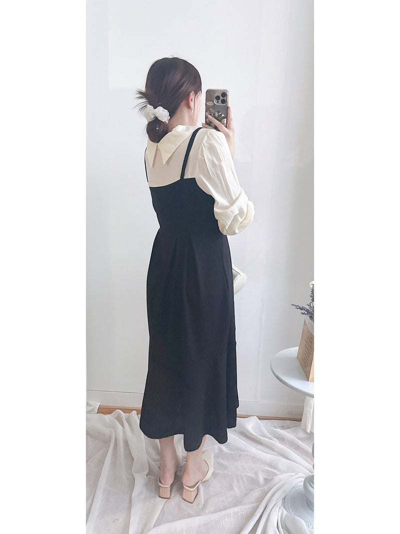 Shirt Vest OPS 領前後兩穿微光澤雪紡彈性舒適魚尾裙/ DS9996 (pre-order 10月9截單)