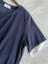 Navy Ruffle Dress 深藍彈性舒適波浪裙擺連身裙/ DS9874