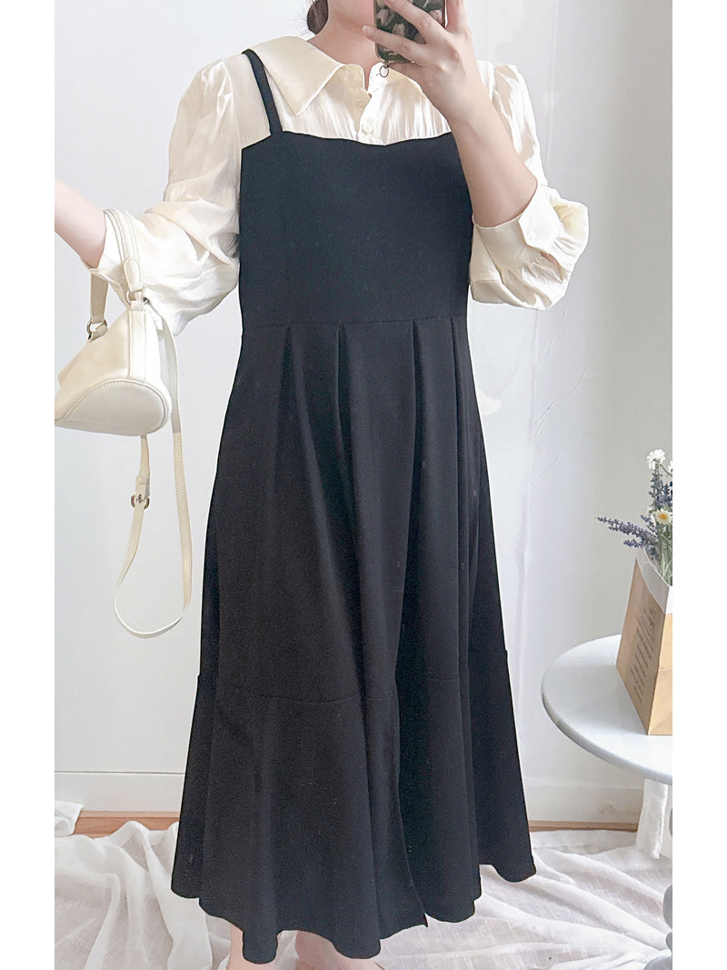 Shirt Vest OPS 領前後兩穿微光澤雪紡彈性舒適魚尾裙/ DS9996 (pre-order 10月9截單)