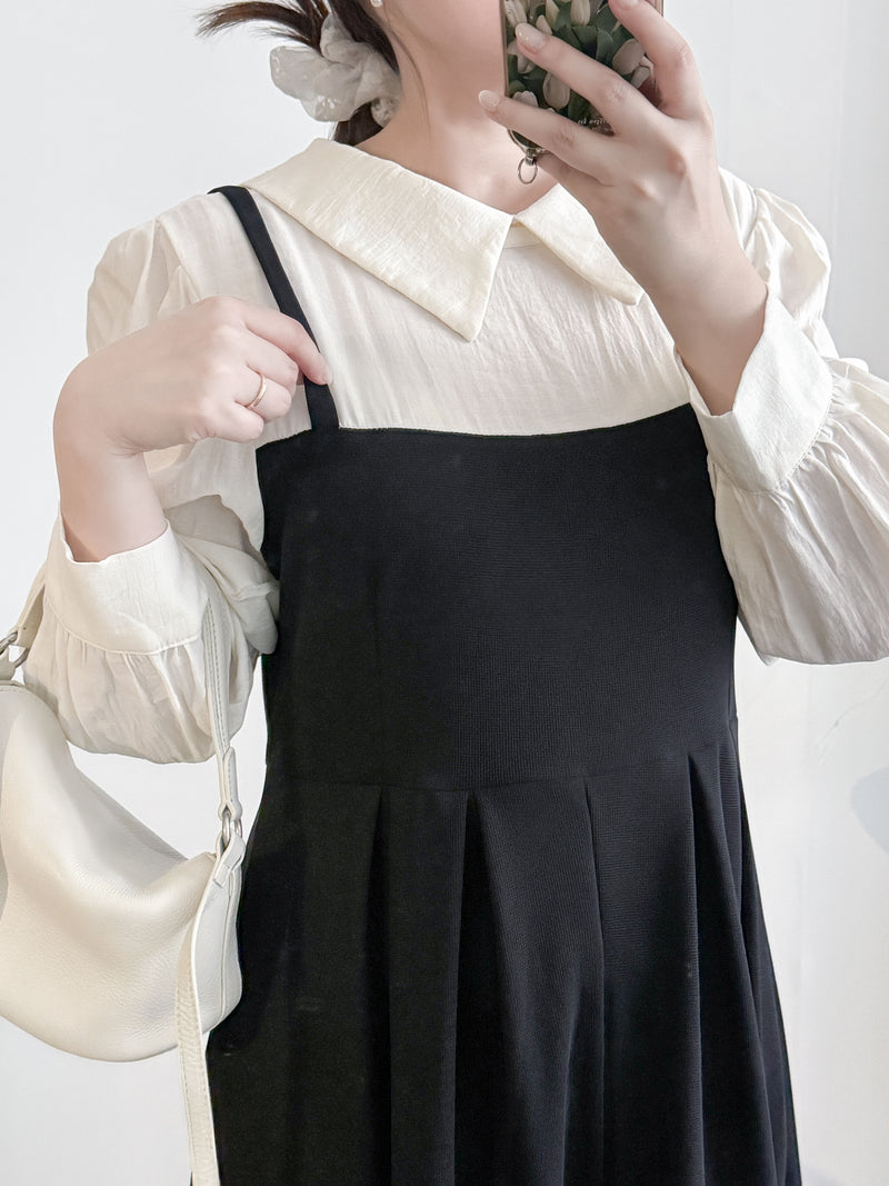 Shirt Vest OPS 領前後兩穿微光澤雪紡彈性舒適魚尾裙/ DS9996 (pre-order 10月9截單)