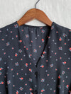 Snowdot Floral Dress V領口雪點印花修腰連身裙/ DS9872