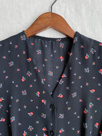 Snowdot Floral Dress V領口雪點印花修腰連身裙/ DS9872