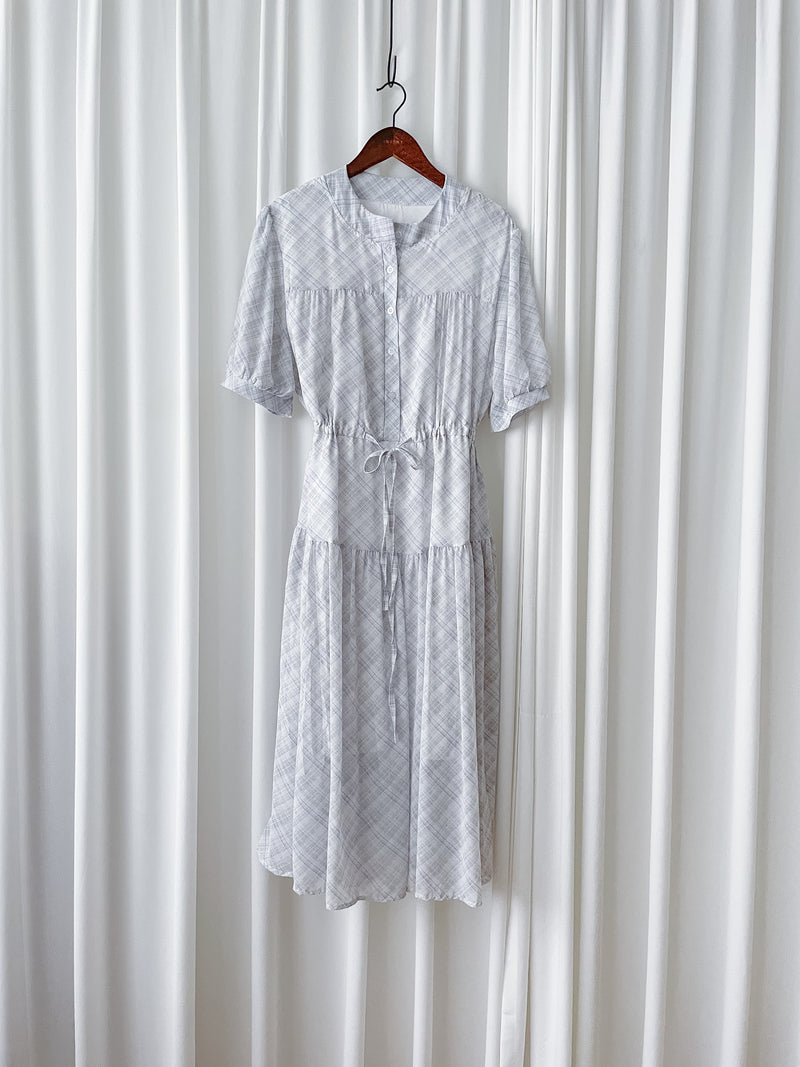 Lavender Check Dress 紫藍色格紋飄逸連身裙/ DS9875