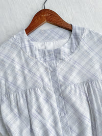 Lavender Check Dress 紫藍色格紋飄逸連身裙/ DS9875