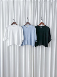 Round Collar Top 防皺好看微花邊立體格紋上衣/ TP9134