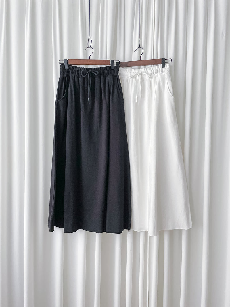 Soft Cotton Dress 側斜線設計口袋舒適棉半裙/ SK8877