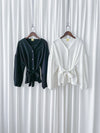 Bubble Top/Cardigan 泡泡袖修腰直線條紋上衣或外套/ CD8148