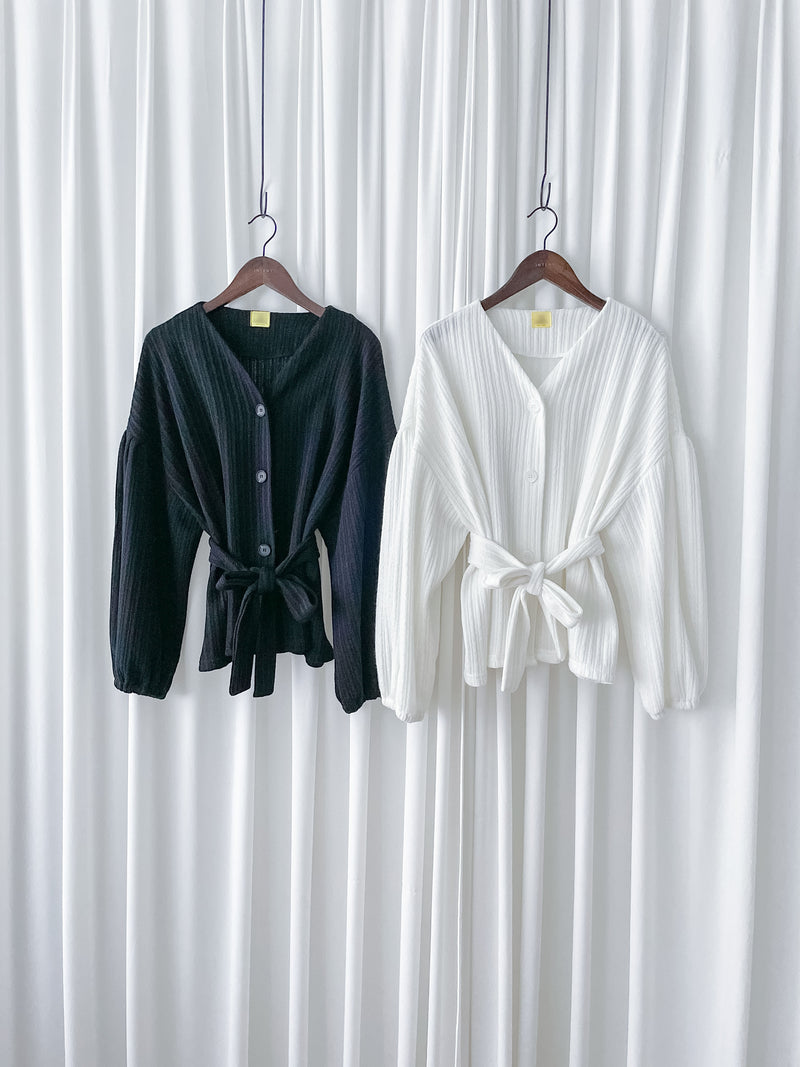 Bubble Top/Cardigan 泡泡袖修腰直線條紋上衣或外套/ CD8148
