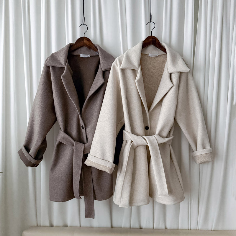Casual Elegant Coat 隨性/輕優雅修腰翻領外套/ JK8126 (Milktea Tan sold out)
