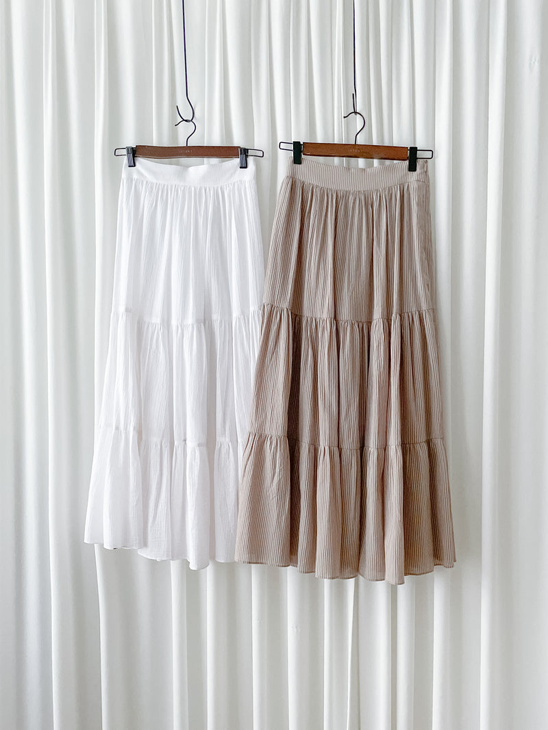 Stripe Skirt 防皺麻棉直條紋飄逸傘裙/ SK8878